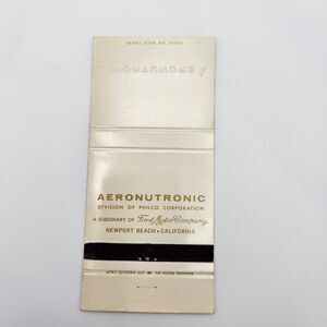 Vintage Matchbook Aeronutronic Ford Motor Co.,Newport Beach,California Ephemera